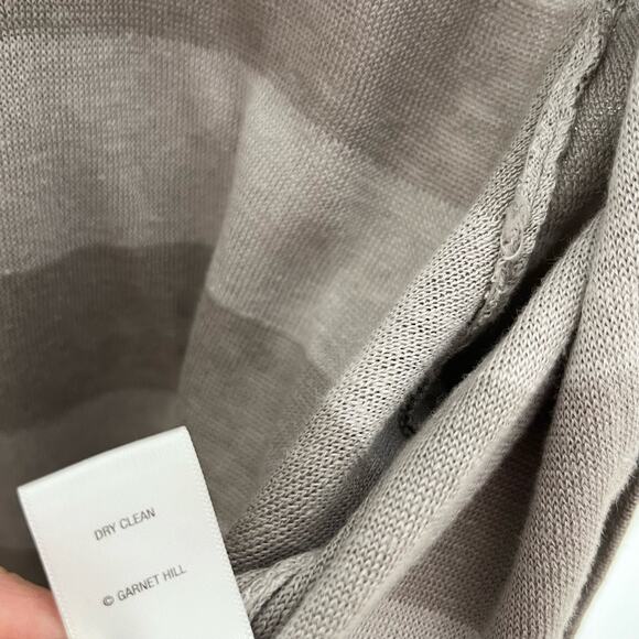 Garnet Hill Women's Linen Duster Long Cardigan Size Small Gray Beige Striped - Picture 8 of 10
